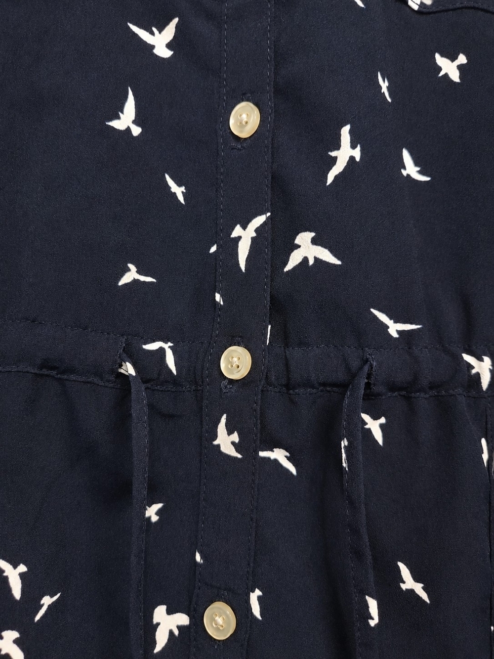GAP Navy Bird Print Sleeveless Utility Midi Dress Large Pockets - Picture 11 of 16